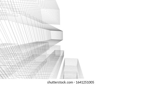 concept architecture city buildings linear vector 3d illustration 
