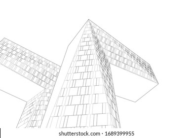 Concept architecture, facade buildings, 3d 