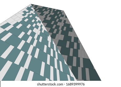 Arquitectura conceptual, edificios de fachada, 3d 