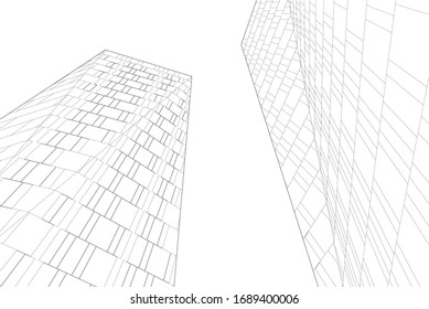 Concept architecture, facade buildings, 3d 