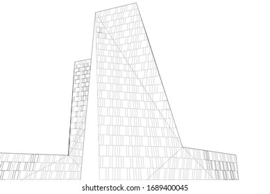 Arquitectura conceptual, edificios de fachada, 3d 