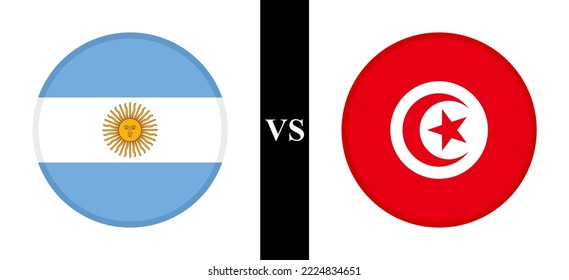 the concept of argentina vs tunisia. flags of argentinian and tunisian. vector illustration