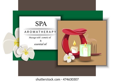 the concept of aromatherapy with image aroma lamp, candle, the sticks