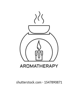 Concept of Aromatherapy. Outline thin line flat illustration. Isolated on white background. 