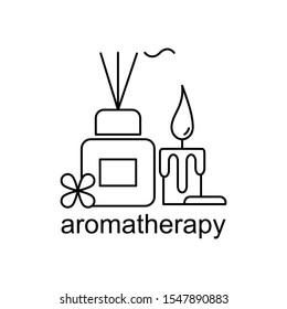 Concept of Aromatherapy. Outline thin line flat illustration. Isolated on white background. 