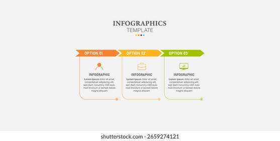 Concept of arrow business model with 3 successive steps. Timeline design for brochure, presentation. Infographic design layout.