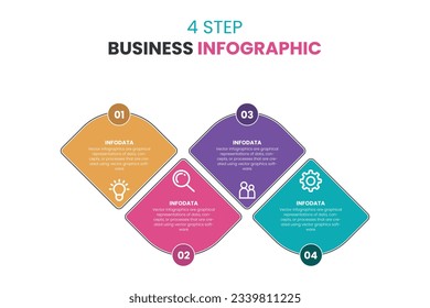 Concept of arrow business model with 4 successive steps. Four colorful graphic elements. Timeline design for brochure, presentation. Infographic design layout