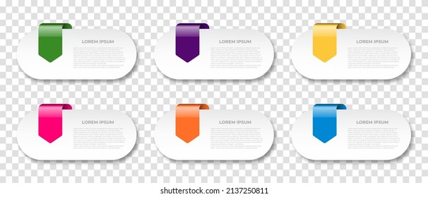 Concepto de modelo de negocio de flecha con 6 pasos. Seis elementos gráficos coloridos. Diseño de la línea de tiempo para el folleto, presentación. Diseño gráfico. Ilustración del vector