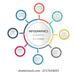 Concept of arrow business model with 8 successive steps. Infographic design template with place for your data. Puzzle business infographic template 8 choice.