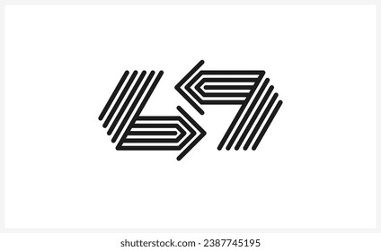 Concept arrows vector logo isolated on white, double arrows symbol pictogram, stripy icon of arrow.
