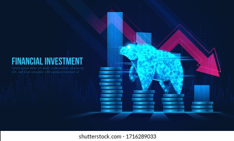 Concept art of Bearish Stock Market in futuristic idea suitable for Stock Marketing or Financial Investment