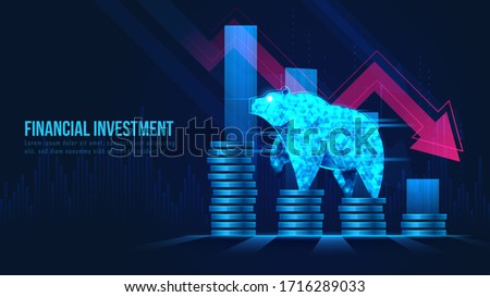 Concept art of Bearish Stock Market in futuristic idea suitable for Stock Marketing or Financial Investment