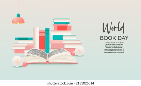 Concept art of book for celebrate world book day with pastel color scheme vector illustration