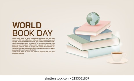 Concept art of book for celebrate world book day with pastel color scheme vector illustration