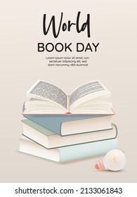 Concept art of book for celebrate world book day with pastel color scheme vector illustration