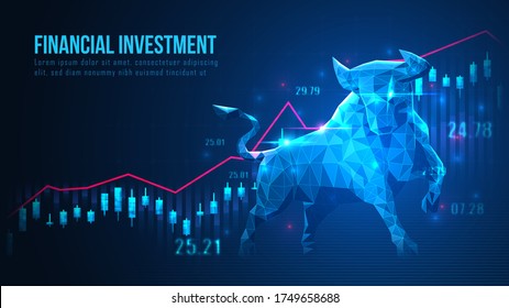 Concept art of Bullish in futuristic idea suitable for Stock Marketing or Financial Investment