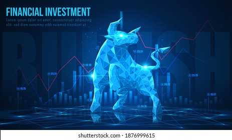 Concept art of Bullish in futuristic idea suitable for Stock Marketing or Financial Investment