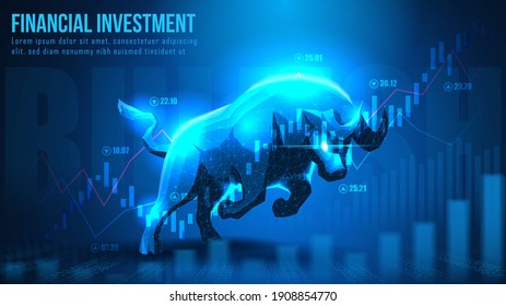 Concept art of Bullish in futuristic idea suitable for Stock Marketing or Financial Investment