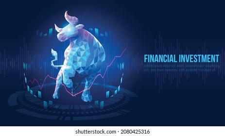 Concept art of Bullish in futuristic idea suitable for Stock Marketing or Financial Investment