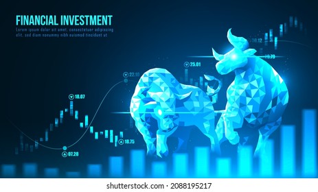 Concept art of Bullish in futuristic idea suitable for Stock Marketing or Financial Investment