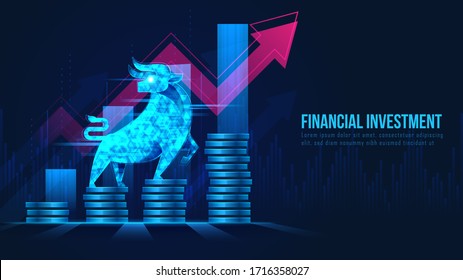 Concept art of Bullish Stock Market in futuristic idea suitable for Stock Marketing or Financial Investment