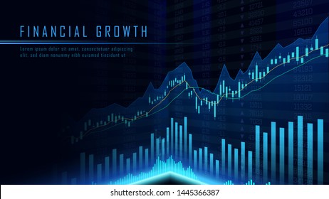 Concept art of financial growth in futuristic idea suitable for Growth Business or Financial technology investment