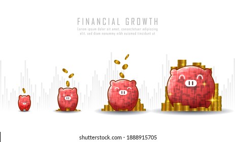 Concept art of financial growth with idea of putting coin in piggy bank suitable for Growth Business or Financial investment