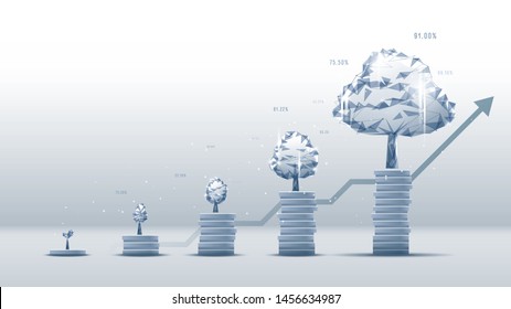 Concept art of financial investing growth on white background and space for texts