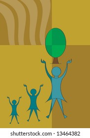 Concepto de personas artísticas y árboles