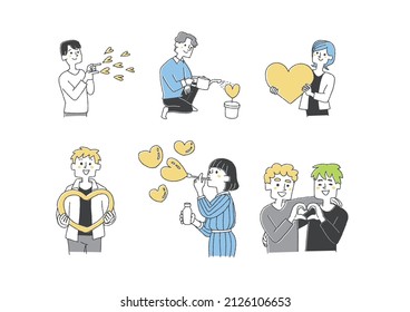  Concept art of people who share, dedicate, and nurture love Comical handwritten person