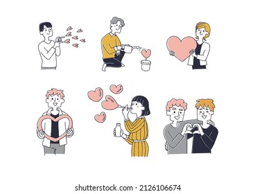  Concept art of people who share, dedicate, and nurture love Comical handwritten person