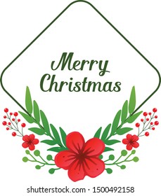 Concept art of red wreath frame for decoration various of card merry christmas. Vector