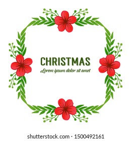 Concept art of red wreath frame for decoration various of card merry christmas. Vector