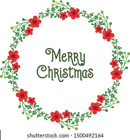 Concept art of red wreath frame for decoration various of card merry christmas. Vector