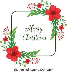 Concept art of red wreath frame for decoration various of card merry christmas. Vector