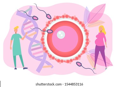 The concept of artificial insemination. Spermatozoa fertilize the uterus. Symbolic visualization of the development of pregnancy and human reproduction. Baby conception clinic