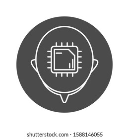 Concept of Artificial Intelligence AI. Human head and computer chip illustration. Isolated. Flat style. 