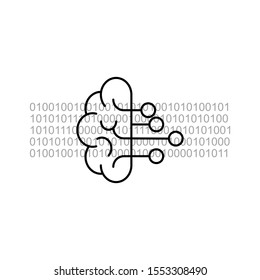 Concept of Artificial Intelligence AI and machine learning. Outline thin line flat illustration. Isolated on white background. 