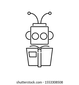 Concept of Artificial Intelligence AI and machine learning. Outline thin line flat illustration. Isolated on white background. 