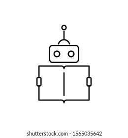 Concept of Artificial Intelligence AI and Machine learning. Outline thin line flat illustration. Isolated on white background. 
