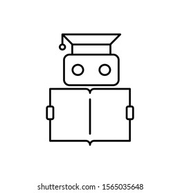 Concept of Artificial Intelligence AI and Machine learning. Outline thin line flat illustration. Isolated on white background. 