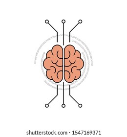 Concept of Artificial Intelligence AI. Outline thin line flat illustration. Isolated on white background. 