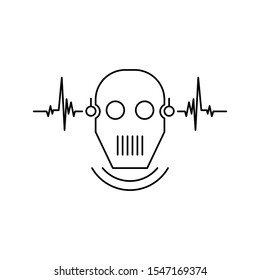 Concept of Artificial Intelligence AI. Outline thin line flat illustration. Isolated on white background. 