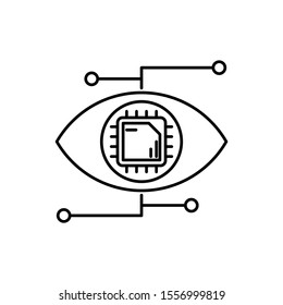 Concept of artificial intelligence AI. Thin line outline flat icon. Isolated on white background. 