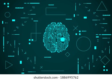 The concept of artificial intelligence, computer, processor, chip. Vector illustration.