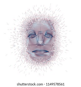 concept of artificial intelligence, a man’s face in futuristic style