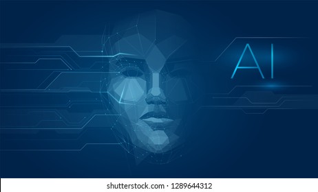 Concept Artificial Intelligence Face Robot Face Stock Vector Royalty Free 1289644312 Concept Artificial Intelligence Face Robot Face Stock Vector Royalty Free 1289644312