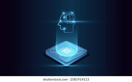 The Concept of Artificial intelligence Head concept for computing AI, Abstract of digital futuristic AI design. the artificial intelligence concepts.