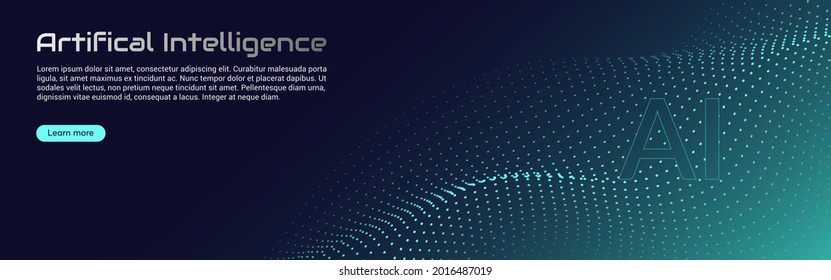 Concept, artificial intelligence, high technologies of the future. Vector illustration with abstract elements. Design template for web banner and social media. Copy space