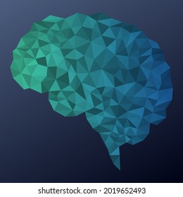 Concept, artificial intelligence. Human brain concept. Linear isolated editable illustration in low poly style. Design template for web banner and social media. Copy space